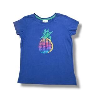 Hanna Andersson Girls 10 Sueded Art Tee Deep Blue Sea Pineapple